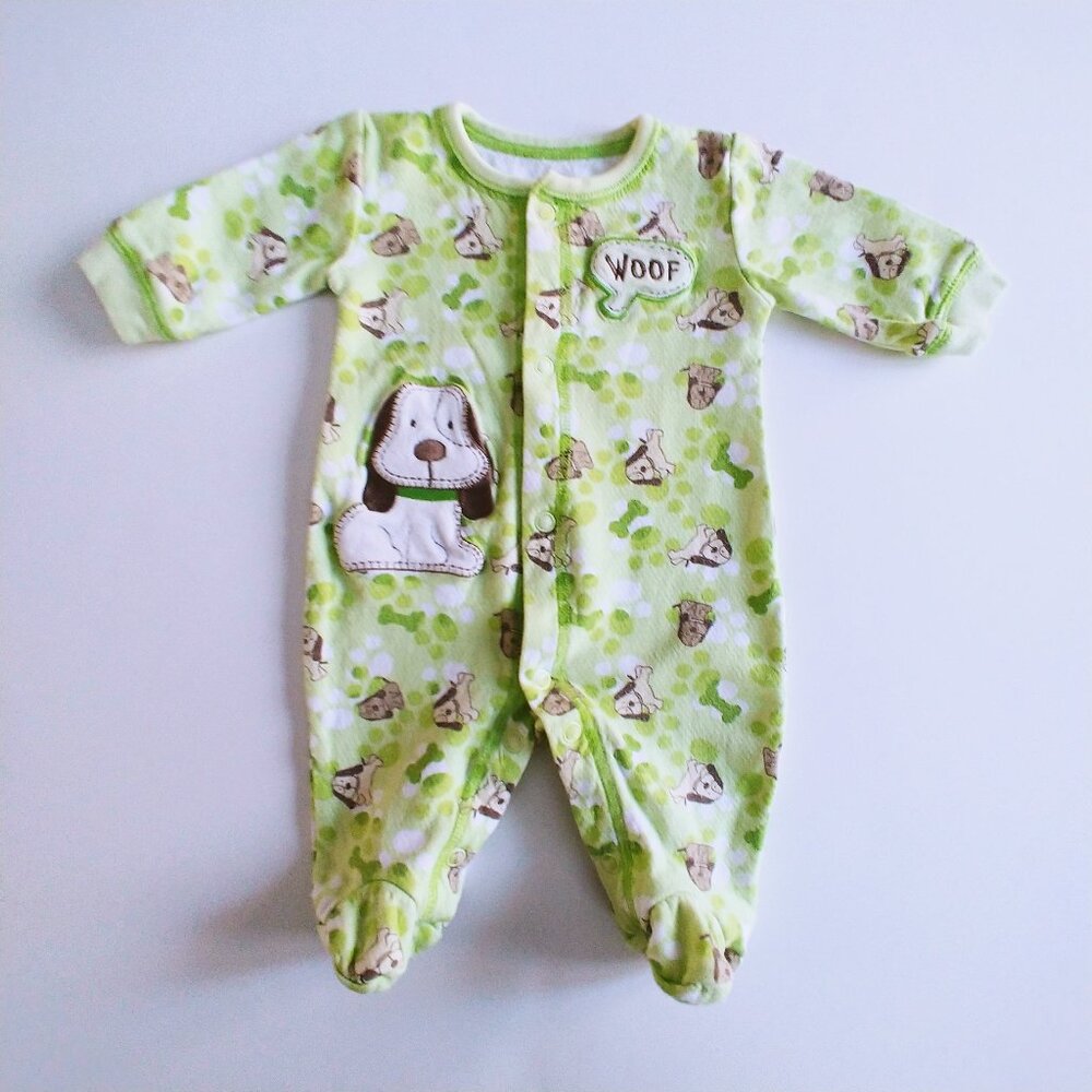 Baby Boots Snap-Up Puppy Cotton Footie size 1 Month 10lbs.